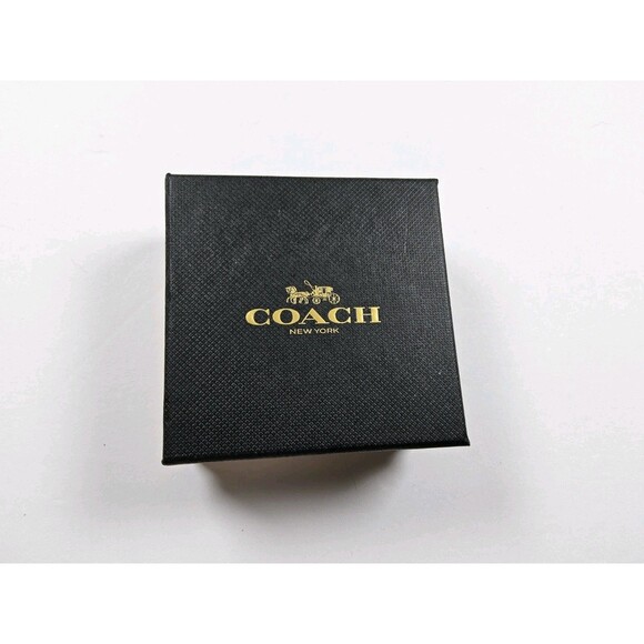 Coach Signature Enamel Black White Silver Hoop Huggie Earrings - Picture 4 of 4